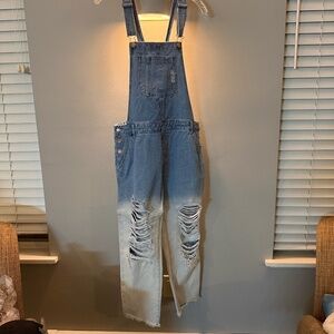 Distressed Jean Overalls